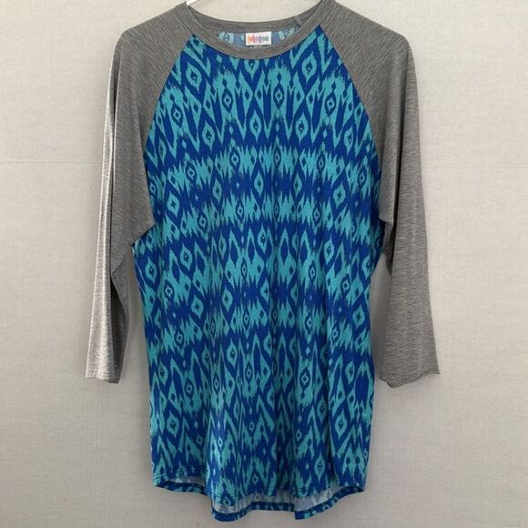 LuLaRoe Randy, large, worn once, 96% polyester, 4% spandex, blue pattern - Picture 1 of 5